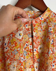 Trovata 100% Cotton Short Sleeve Orange Retro Floral Blouse Top