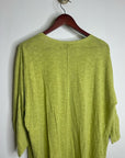 Eileen Fisher Organic Linen Cotton Chartreuse Slouchy V - Neck Knit Tunic Top