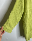 Eileen Fisher Organic Linen Cotton Chartreuse Slouchy V - Neck Knit Tunic Top