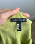 Eileen Fisher Organic Linen Cotton Chartreuse Slouchy V - Neck Knit Tunic Top
