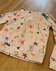 Hill House 100% Cotton The Allie Zip Up Terrycloth Hoodie in Sea Creatures