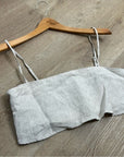 Reformation 100% Linen Cleo Strappy Cropped Tank Top in Natural Oatmeal