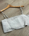 Reformation 100% Linen Cleo Strappy Cropped Tank Top in Natural Oatmeal