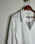 Nation LA 100% Cotton White Collared Polo Long Sleeve Blouse Top