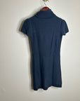 Pheobe & Lola 100% Cashmere Blue Cable Knit Short Sleeve Turtleneck Mini Dress