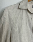 PURE 100% Linen Natural Tan Button Down 3/4 Sleeve Tunic Top