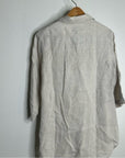 PURE 100% Linen Natural Tan Button Down 3/4 Sleeve Tunic Top