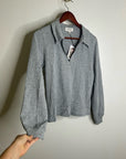 Nation LA 100% Cotton Kimberly Polo Long Sleeve Tee in Gray
