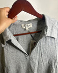 Nation LA 100% Cotton Kimberly Polo Long Sleeve Tee in Gray