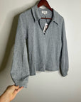 Nation LA 100% Cotton Kimberly Polo Long Sleeve Tee in Gray