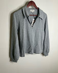 Nation LA 100% Cotton Kimberly Polo Long Sleeve Tee in Gray