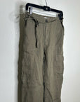 Michael Stars 100% Linen Army Green Cargo Style Straight Leg Trouser Pant