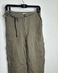 Michael Stars 100% Linen Army Green Cargo Style Straight Leg Trouser Pant