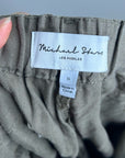 Michael Stars 100% Linen Army Green Cargo Style Straight Leg Trouser Pant