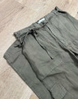 Michael Stars 100% Linen Army Green Cargo Style Straight Leg Trouser Pant