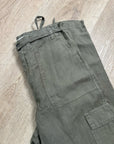 Michael Stars 100% Linen Army Green Cargo Style Straight Leg Trouser Pant