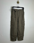 Michael Stars 100% Linen Army Green Cargo Style Straight Leg Trouser Pant