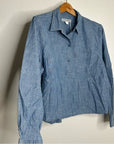 Outerknown 100% Organic Cotton Chambray Denim Collared Long Sleeve Blouse