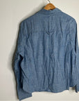 Outerknown 100% Organic Cotton Chambray Denim Collared Long Sleeve Blouse