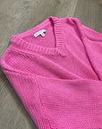 Banana Republic 100% Cotton Pink Textured Heavy Knit V - Neck Pullover Sweater