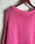 Banana Republic 100% Cotton Pink Textured Heavy Knit V - Neck Pullover Sweater