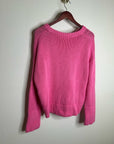 Banana Republic 100% Cotton Pink Textured Heavy Knit V - Neck Pullover Sweater
