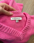 Banana Republic 100% Cotton Pink Textured Heavy Knit V - Neck Pullover Sweater