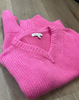 Banana Republic 100% Cotton Pink Textured Heavy Knit V - Neck Pullover Sweater