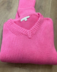 Banana Republic 100% Cotton Pink Textured Heavy Knit V - Neck Pullover Sweater