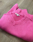 Banana Republic 100% Cotton Pink Textured Heavy Knit V - Neck Pullover Sweater