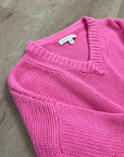 Banana Republic 100% Cotton Pink Textured Heavy Knit V - Neck Pullover Sweater