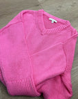 Banana Republic 100% Cotton Pink Textured Heavy Knit V - Neck Pullover Sweater