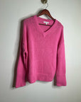 Banana Republic 100% Cotton Pink Textured Heavy Knit V - Neck Pullover Sweater