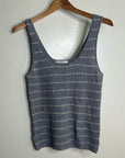 Grey Striped Ribbed Knit Tank Top