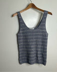 Grey Striped Ribbed Knit Tank Top