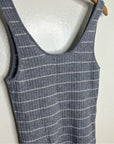 Grey Striped Ribbed Knit Tank Top