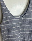 Grey Striped Ribbed Knit Tank Top