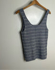 Grey Striped Ribbed Knit Tank Top