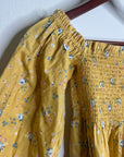 Billabong x Wrangler Cotton Linen Yellow Floral Smocked Puff Sleeve Mini Dress