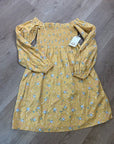 Billabong x Wrangler Cotton Linen Yellow Floral Smocked Puff Sleeve Mini Dress