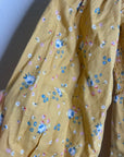 Billabong x Wrangler Cotton Linen Yellow Floral Smocked Puff Sleeve Mini Dress