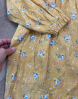 Billabong x Wrangler Cotton Linen Yellow Floral Smocked Puff Sleeve Mini Dress
