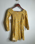 Billabong x Wrangler Cotton Linen Yellow Floral Smocked Puff Sleeve Mini Dress