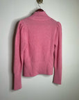 FRAME Wool Cashmere Puff Sleeve Turtleneck Sweater in Spanish Pink