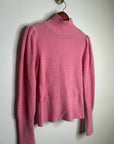 FRAME Wool Cashmere Puff Sleeve Turtleneck Sweater in Spanish Pink
