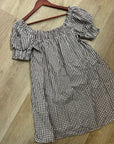 Petal & Pup 100% Cotton Brown Gingham Puff Sleeve Short Sleeve Kennedy Dress