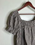Petal & Pup 100% Cotton Brown Gingham Puff Sleeve Short Sleeve Kennedy Dress