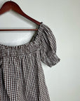 Petal & Pup 100% Cotton Brown Gingham Puff Sleeve Short Sleeve Kennedy Dress