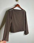 Nation LA 100% Cotton Rochelle Boat-Neck Sweater in Espresso Brown