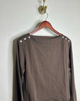 Nation LA 100% Cotton Rochelle Boat-Neck Sweater in Espresso Brown